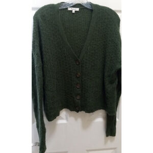 Madewell Womens Mayfair Crop Sweater Cardigan Sz S Olive Green Alpaca Blend Cozy